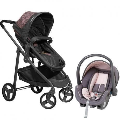 Conjunto Carrinho Olympus Com Bebe Conforto Grafite Rosa Galzerano Na Loja Moranguinhos